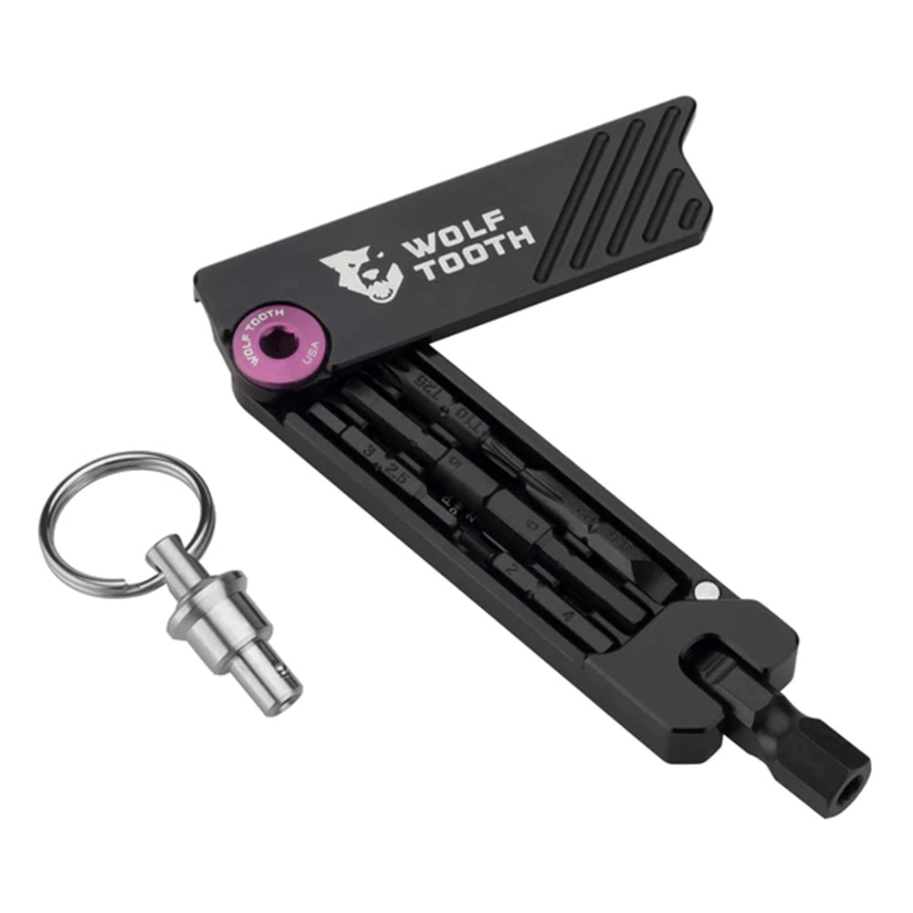 Wolf Tooth 6-Bit Hex Wrench Multi Tool - Black - Purple Bolt - With Keyring