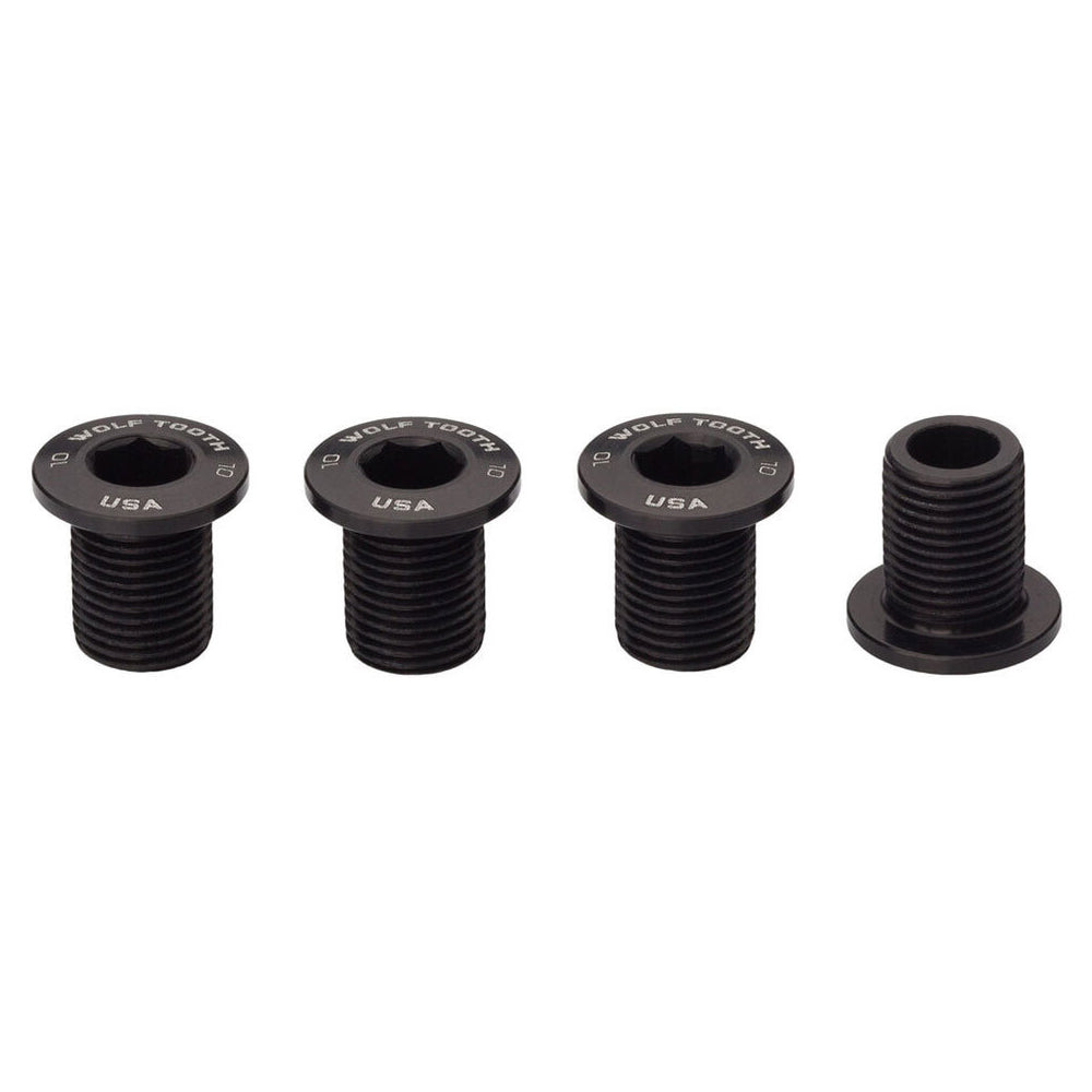 Wolf Tooth Anodized Alloy Chainring Bolts - Black - Set of 4 - 10mm