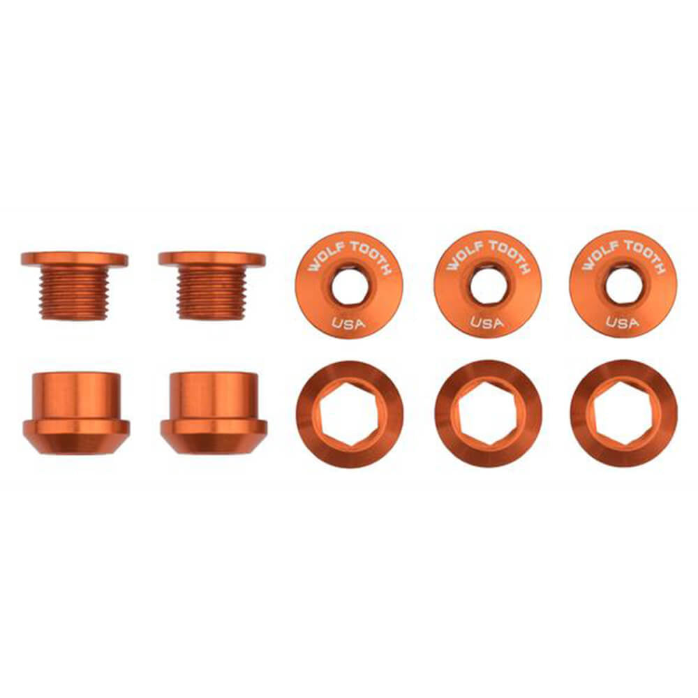 Wolf Tooth Anodized Alloy Chainring Bolts - Orange - Set of 5 - 6mm