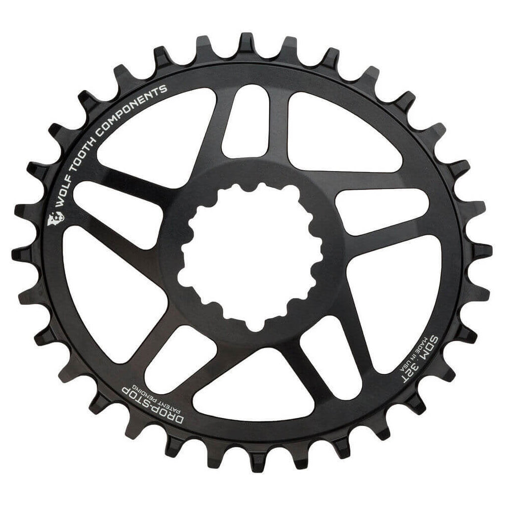Wolf Tooth Direct Mount Drop-Stop Chainring - SRAM Direct Mount - 3mm Boost - Oval - Black - 9-12 Speed - 34T