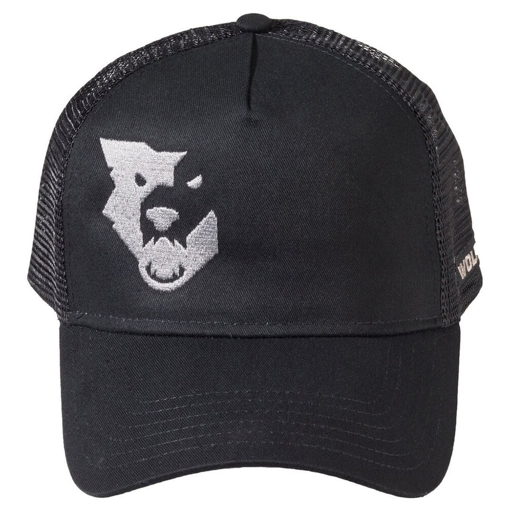 Wolf Tooth Logo Trucker Snap Back Hat - Black