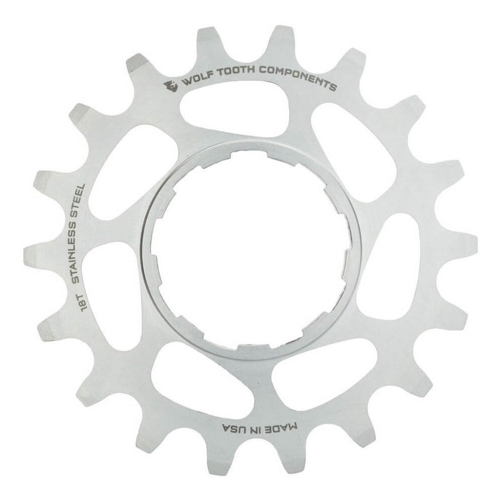 Wolf Tooth Stainless Single Speed Cog - Shimano HG Splined - Silver - Single Speed - 20T