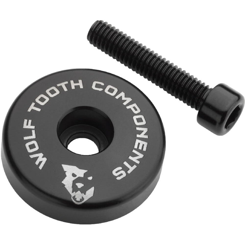 Wolf Tooth Ultralight Top Cap With Integrated 5mm Spacer - Black - 1 1-8 Inch
