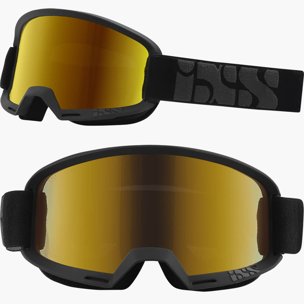 iXS Hack Goggles - One Size Fits Most - Black - Mirror Gold Lens
