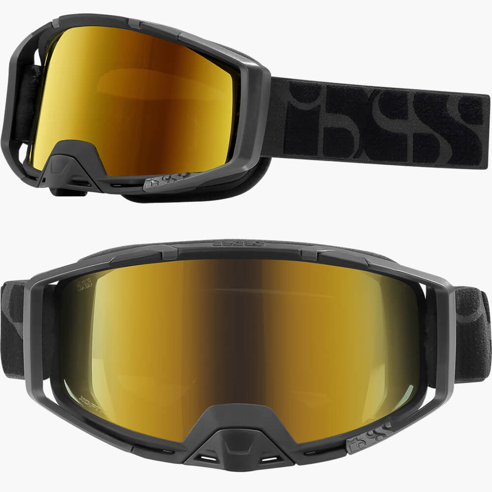 iXS Trigger Goggles - One Size Fits Most - Black - Mirror Gold Lens