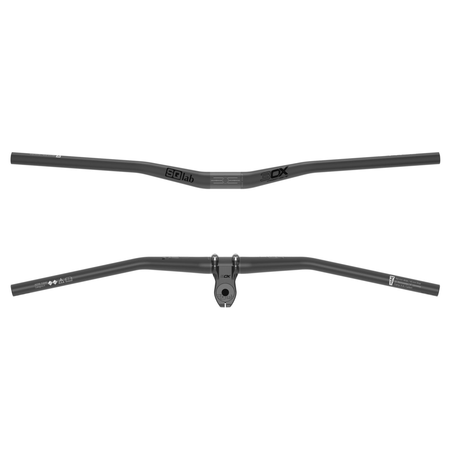 SQLab 3OX Carbon Bar - 31.8mm - 780mm - 45mm - Black - 12 Degree Backsweep